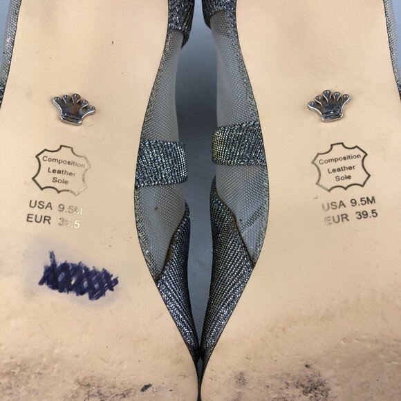 Nina Women's 9.5M Cherie Steel Silver Gold Open Toe High Heel Evening Sandals - Picture 12 of 13